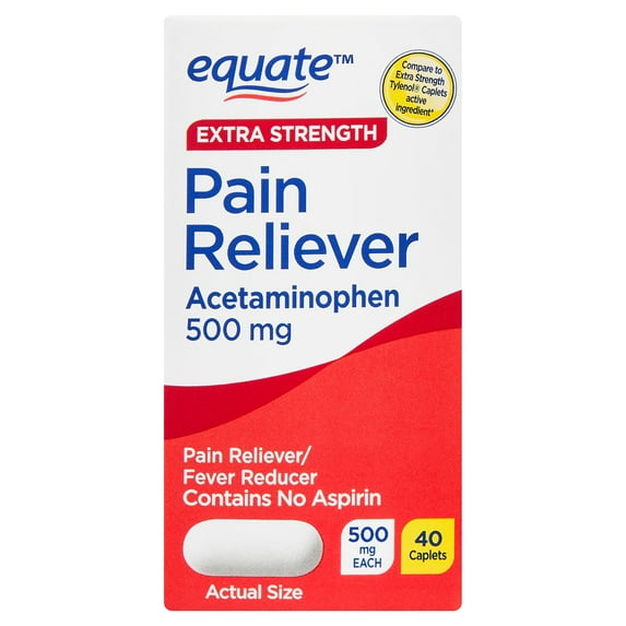 Equate Extra Strength Pain Reliever Caplets, 500 mg, 40 Count