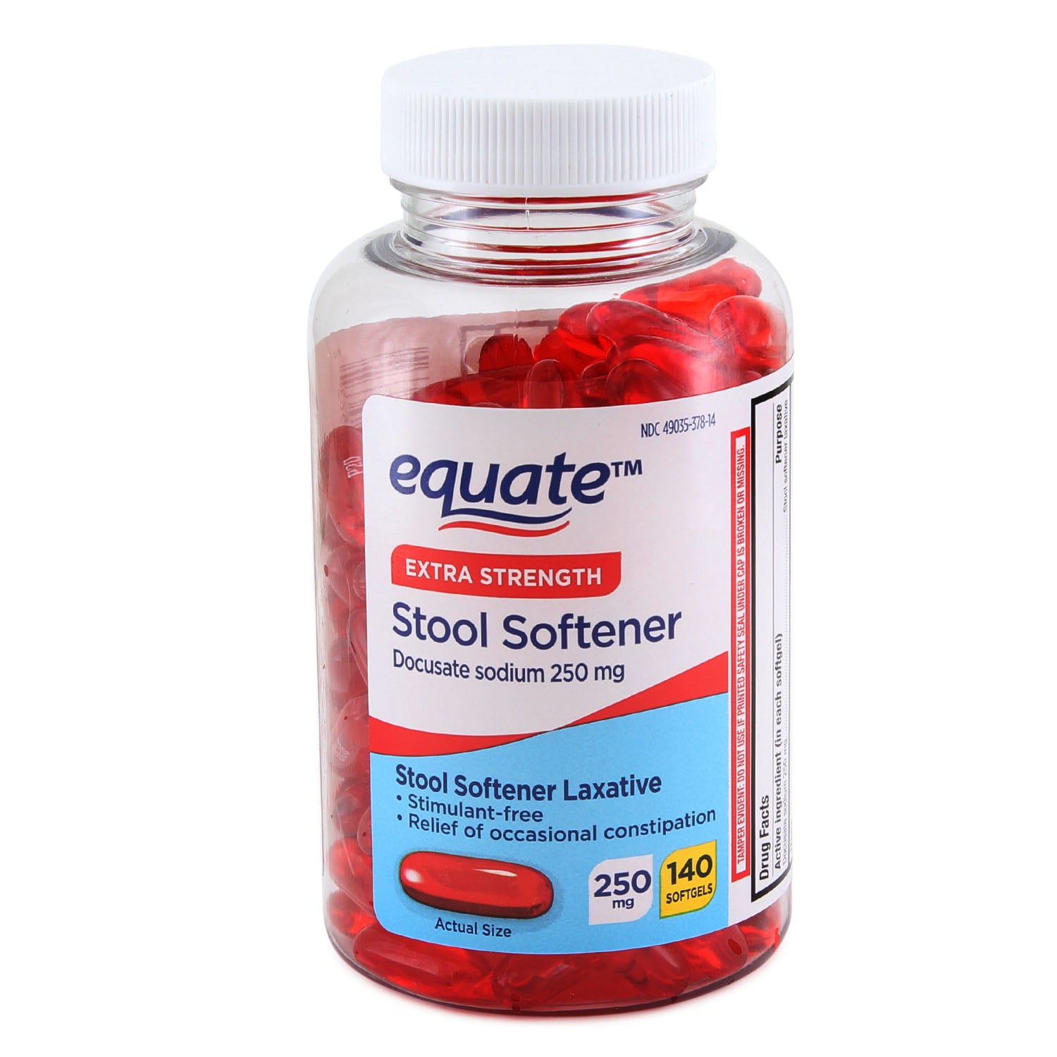 Equate Extra Strength Stool Softener Laxative Softgels for Constipation, 140 Count