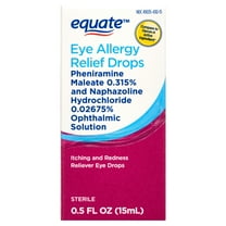 Equate Eye Allergy Relief Antihistamine and Redness Reliever Eye Drops, 0.5 oz, Compare to Opcon-A Active Ingredient