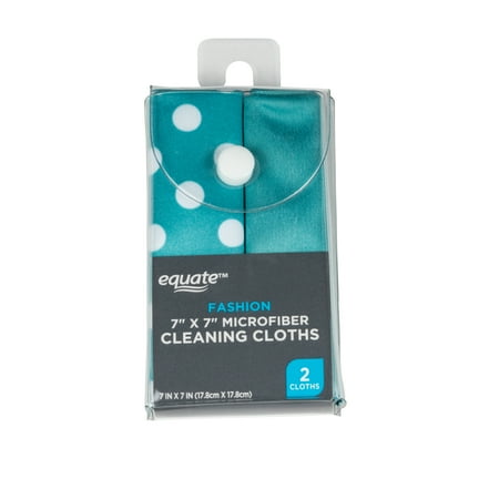 Equate Fashion Blue 7x7 Microfiber Cleaning Cloths, 7 inches high by 7 inches long, 2 Count