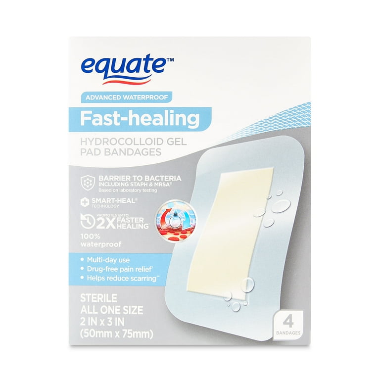 Equate Fast-Healing Hydrocolloid Gel Pad Bandages, 4 Count