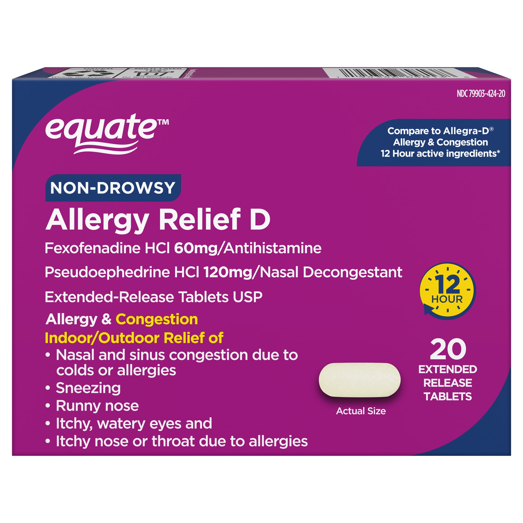 Equate Fexofenadine D 12hr Str Tab 20's
