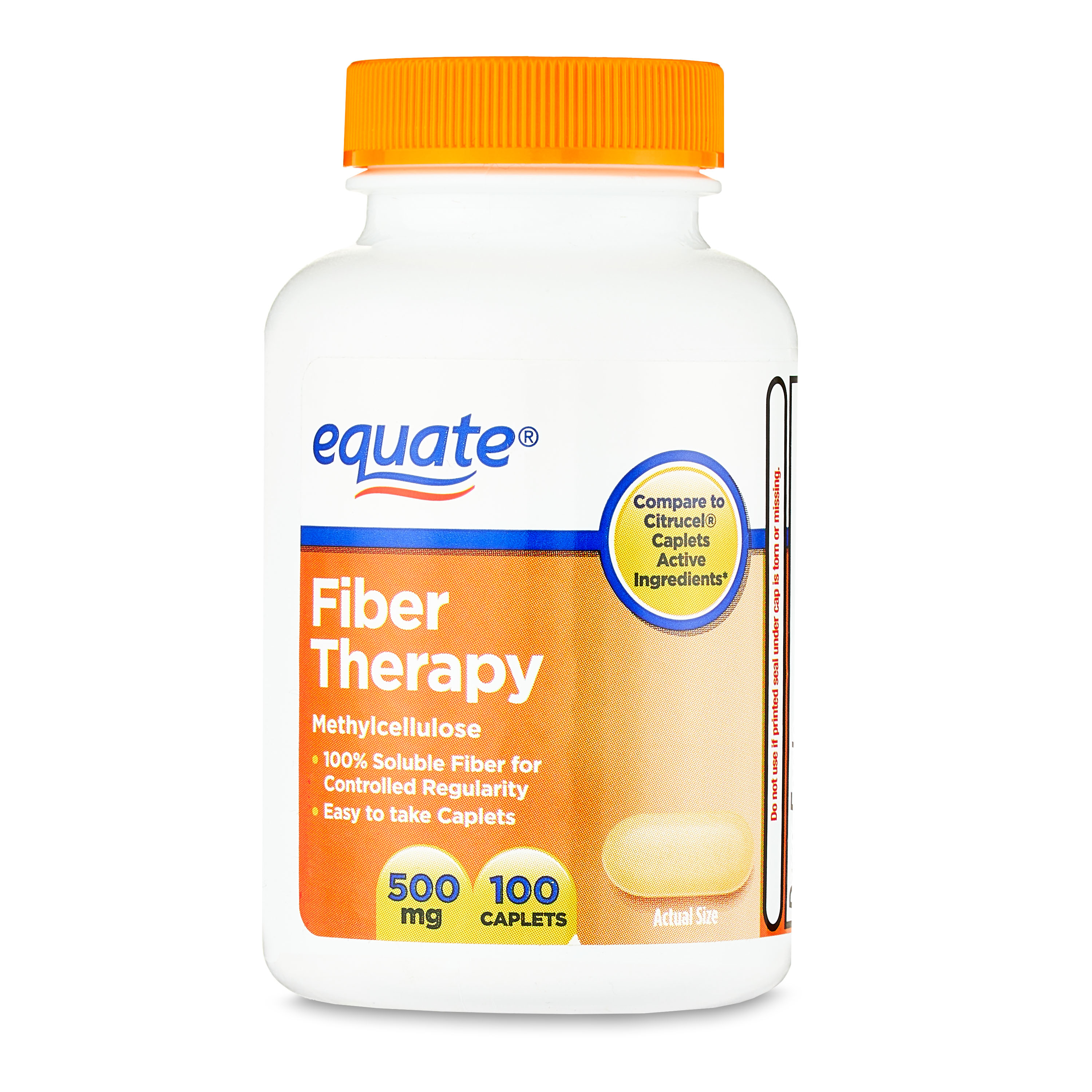 Equate Fiber Therapy Methylcellulose Caplets, 500 mg, 100 Count - image 1 of 9