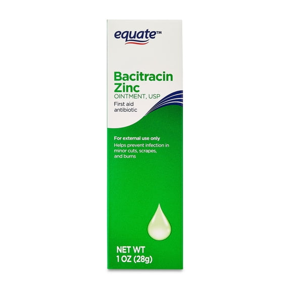 Equate First Aid Antibiotic Ointment, Bacitracin Zinc USP, 1 oz