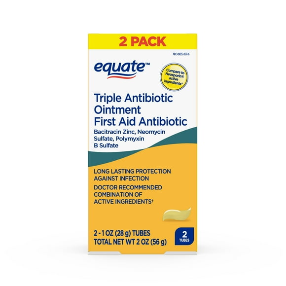 Equate Triple Antibiotic First Aid Ointment, 2 oz (2x1 oz), Compare to Neosporin Active Ingredients
