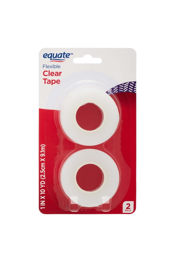 Flexible Clear Tape, 1 in x 10 yd, 2 Count