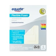 Equate Flexible Foam Adhesive Pads, 3.5" x 4.5", 5 Count