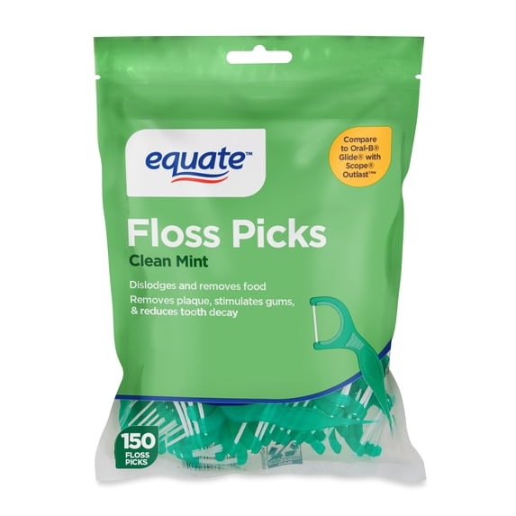 Equate Floss Picks, Clean Mint, 150 Count