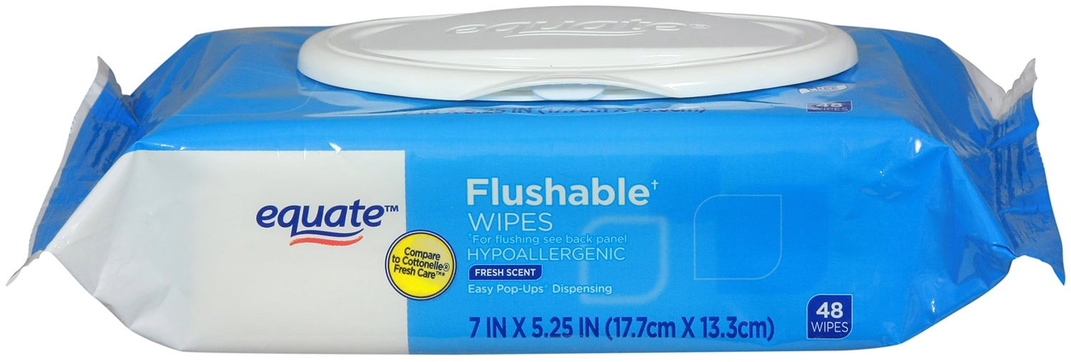 Equate Flushable Fresh Scent Wipes, 48 Count