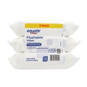 Equate Flushable Wet Wipes, Fragrance Free, 144 Wipes (3 Pack)