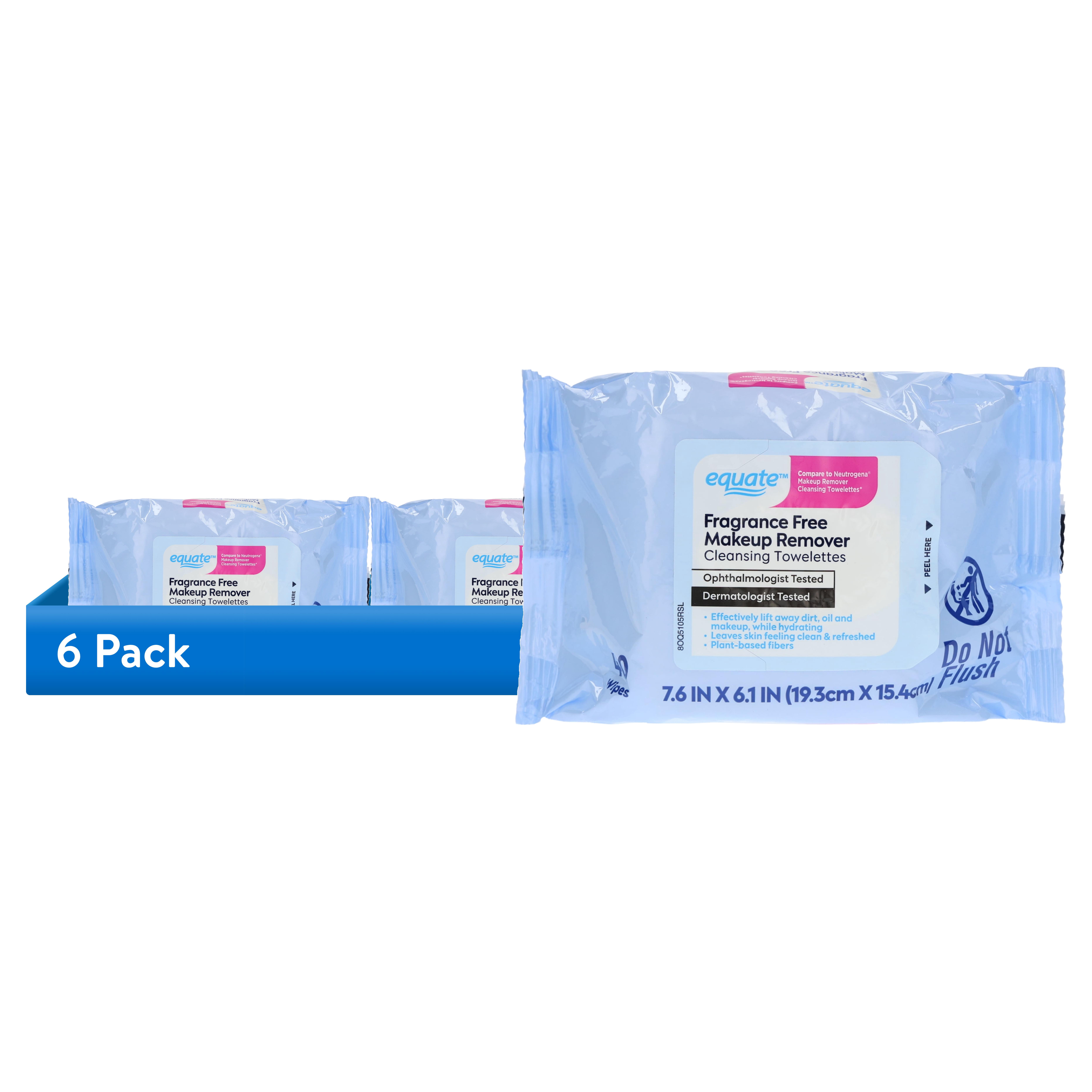 (6 pack) Equate Fragrance Free Makeup Remover Cleansing Towelette, 40 Count