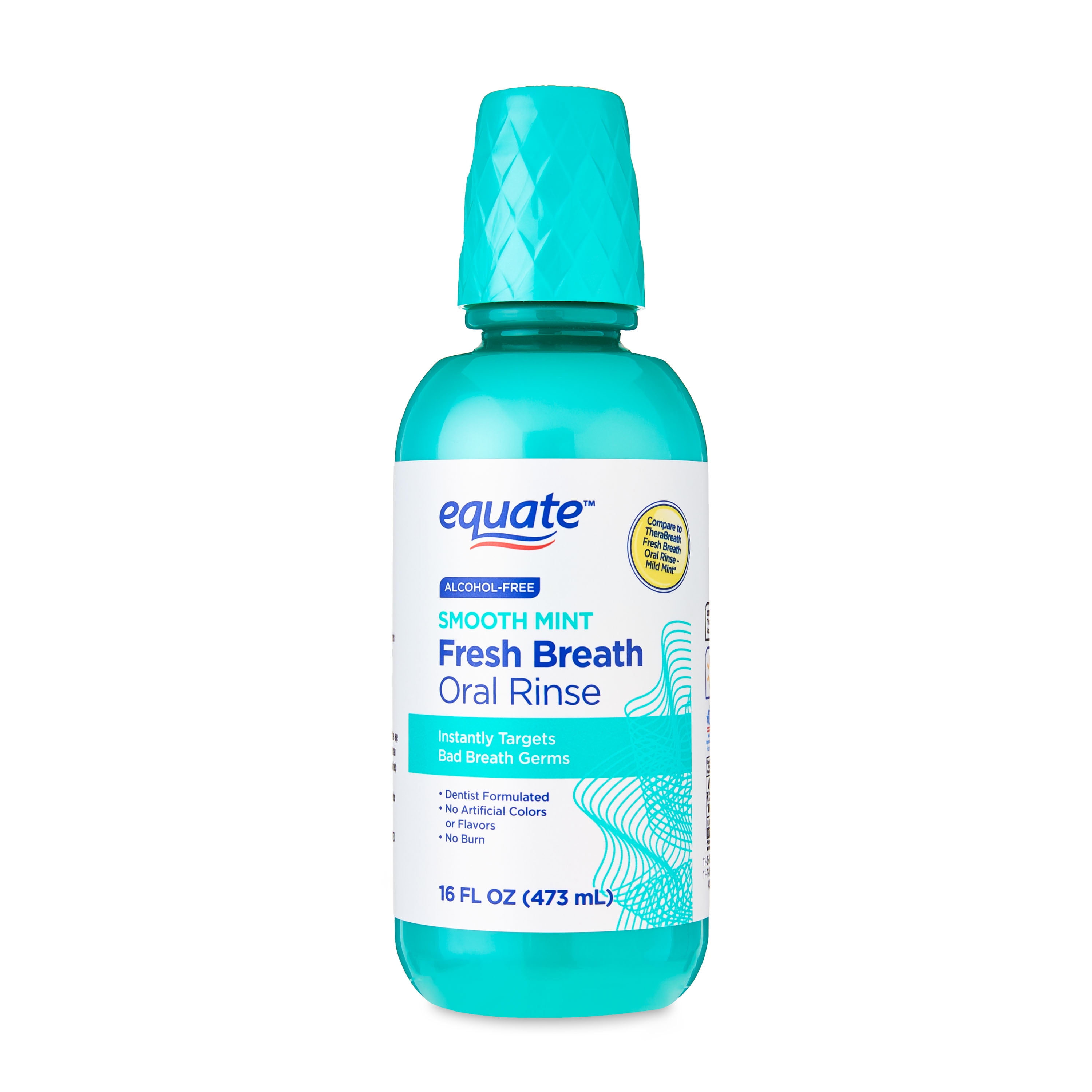 Equate Fresh Breath Oral Rinse Alcohol Free Mouthwash, Smooth Mint Flavor,16 fl oz