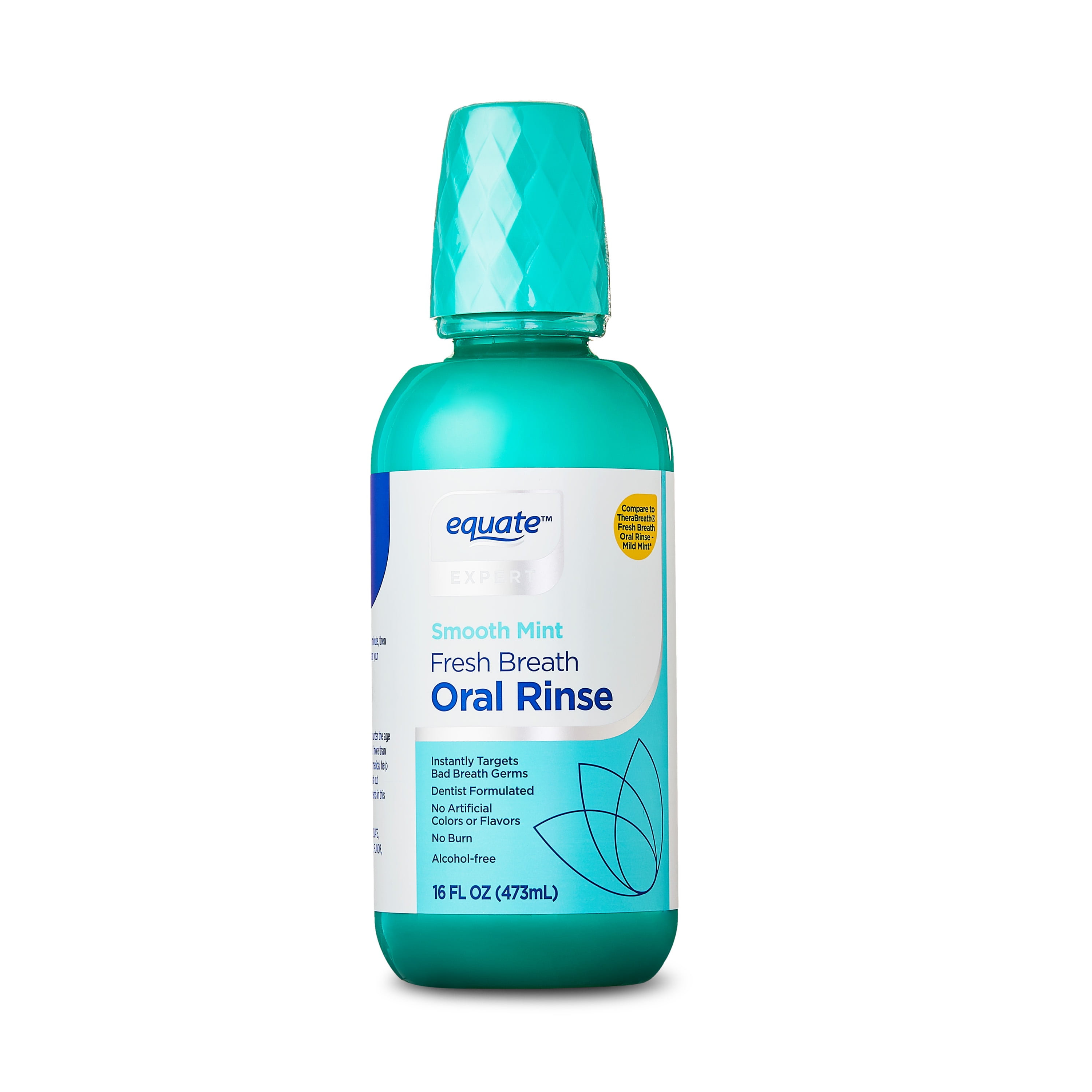 Equate Fresh Breath Oral Rinse Alcohol Free Mouthwash, Smooth Mint Flavor,16 fl oz