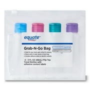 Equate Grab-N-Go Bag of Travel Bottles for Toiletries, Color May Vary, 3 fl oz, 4 Count