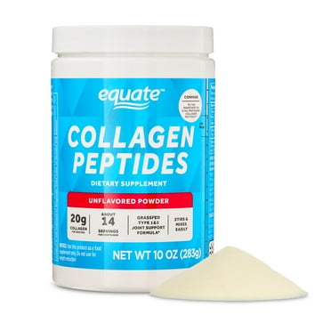 Equate Grass Fed Hydrolyzed Bovine Collagen Peptides Type 1 & 3 Dietary Supplement Powder, Unflavored, 10 oz