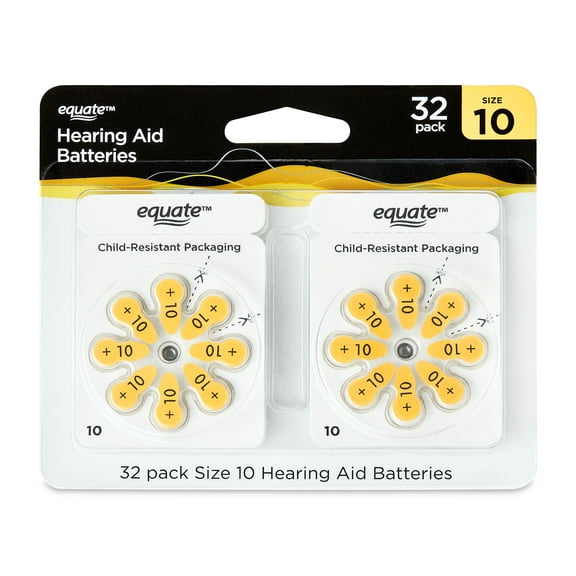 Equate Hearing Aid Batteries, Size 10, 32 Pack
