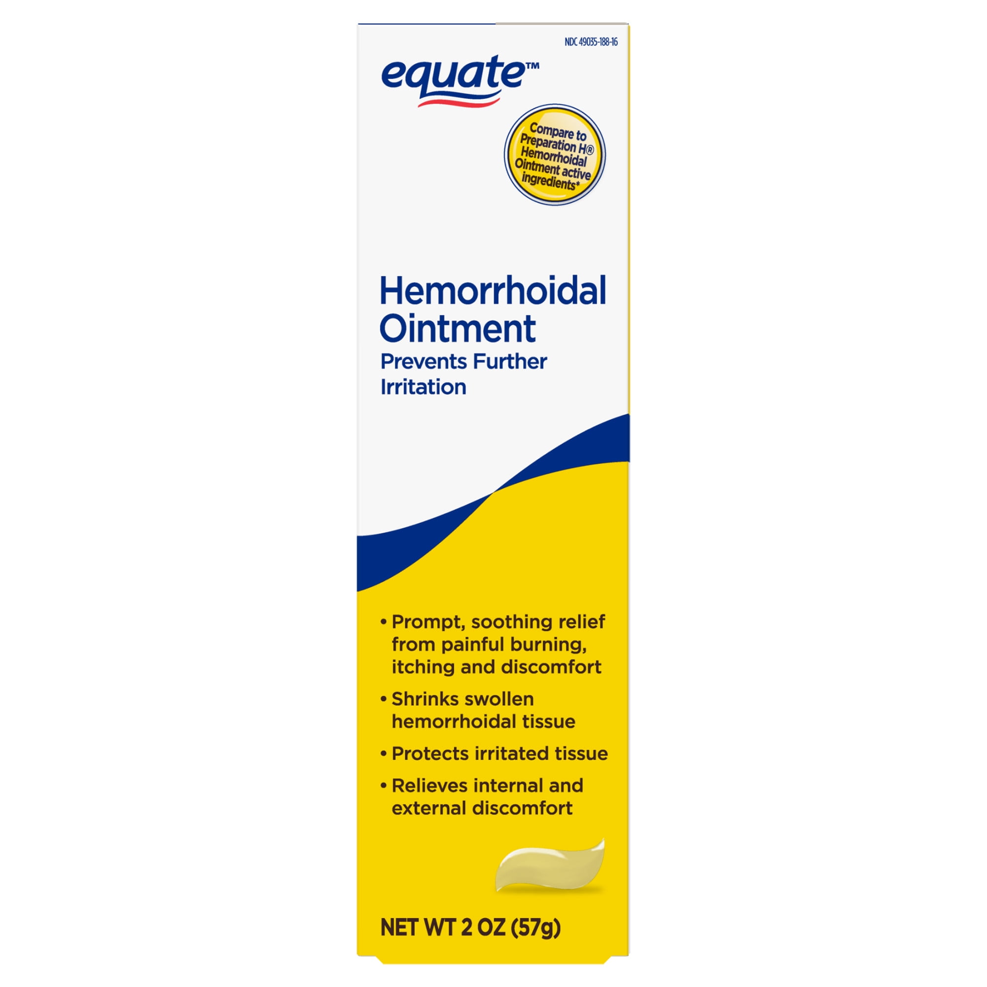 Equate Hemorrhoidal Ointment, Relief from Burning, Itching and Discomfort of Hemorrhoids, 2 oz