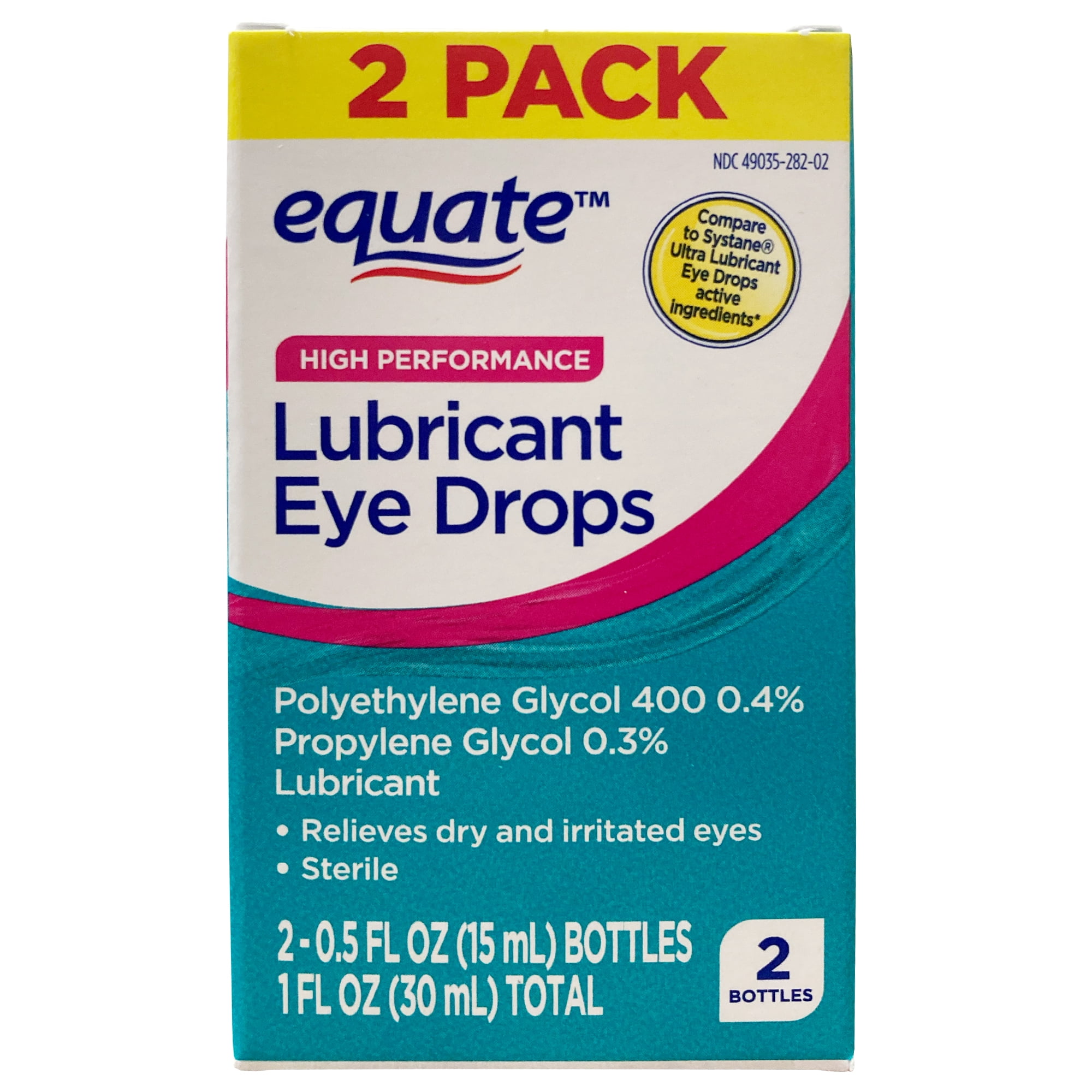 Equate, High Performance Lubricant Eye Drops, 0.5 fl. oz., Twin Pack