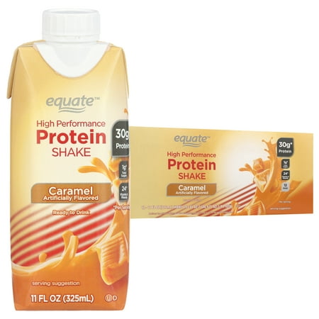 Equate High Performance Protein Nutrition Shake, Caramel, 11 fl oz, 12 Ct