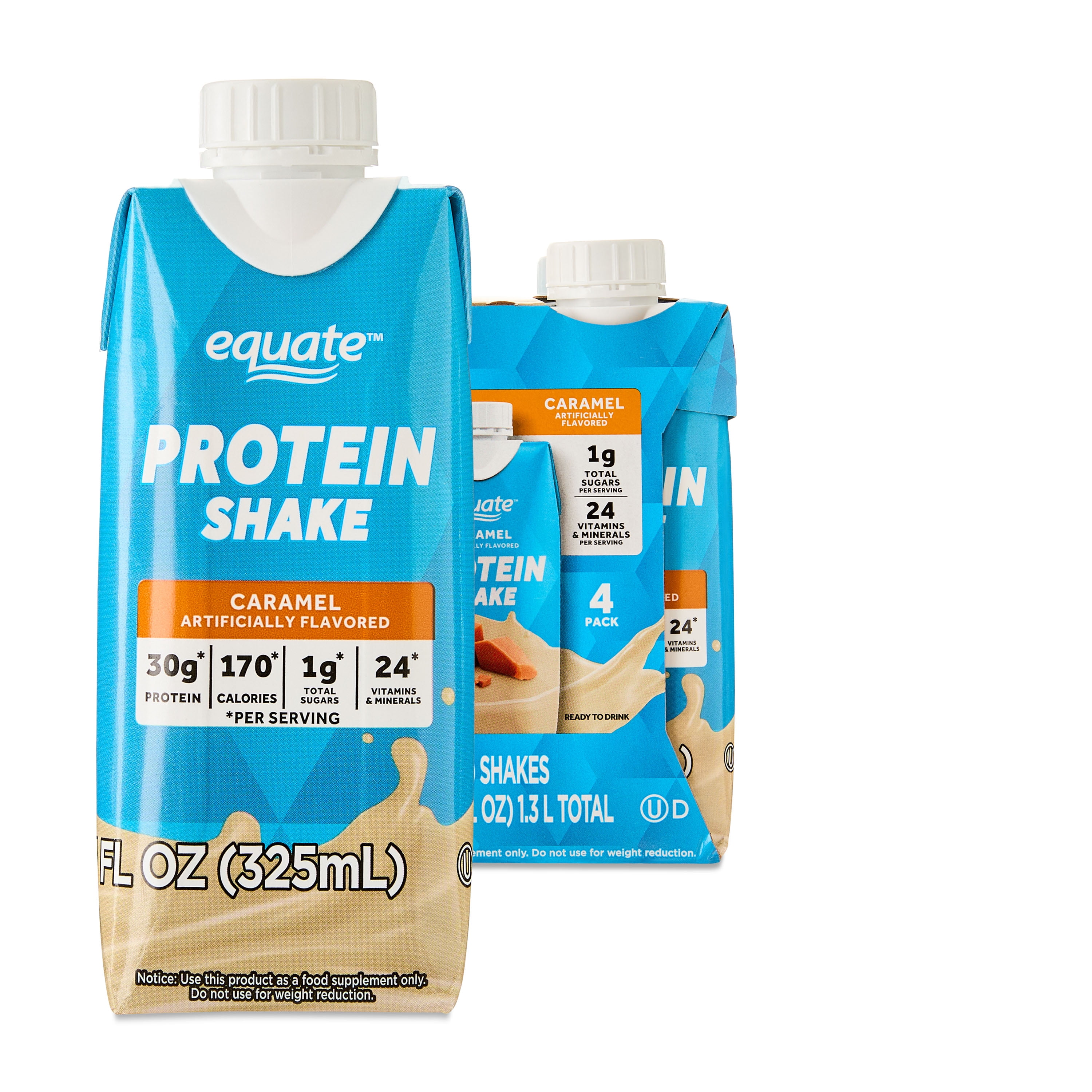 Equate High Performance Protein Shake, Caramel, 11 fl oz, 4 Ct