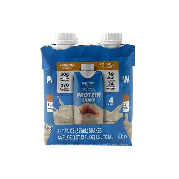 Equate High Performance Protein Shake, Caramel, 11 fl oz, 4 Ct