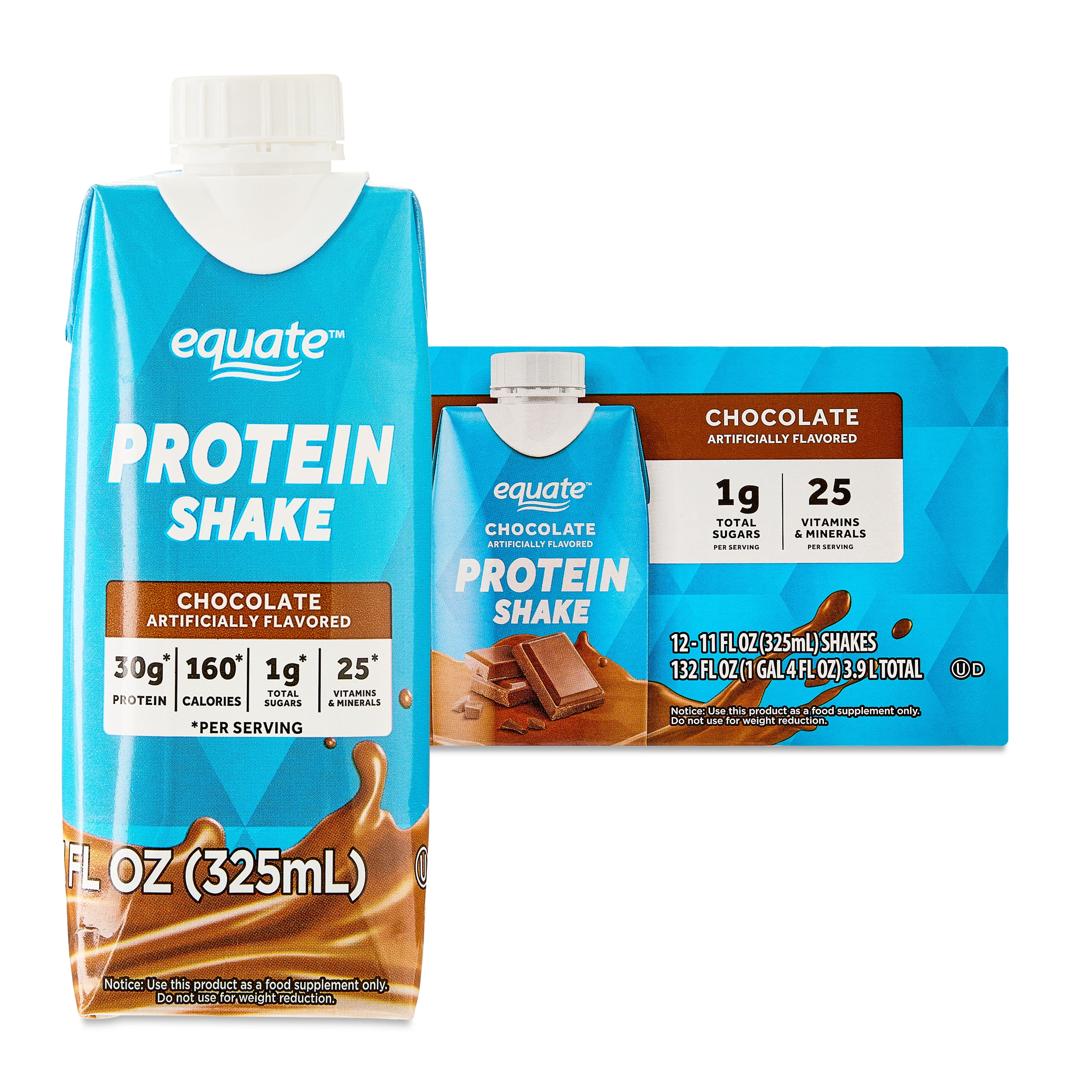 Equate High Performance Protein Shake, Chocolate, 11 fl oz, 12 Ct