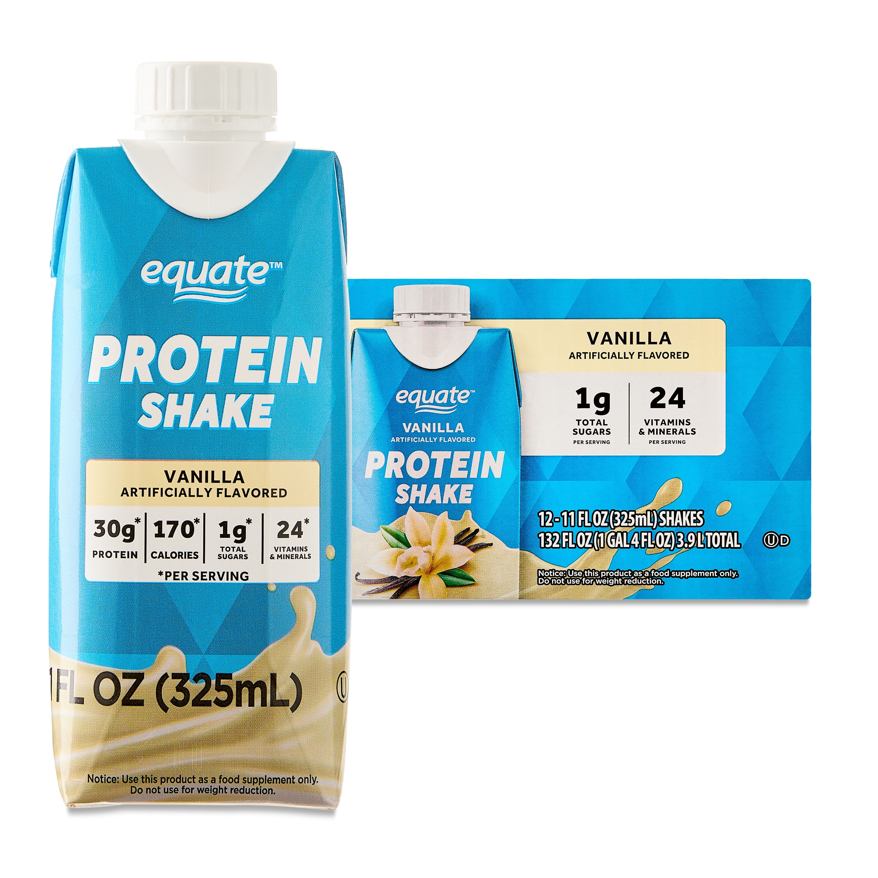 Equate High Performance Protein Shake, Vanilla, 11 fl oz, 12 Ct