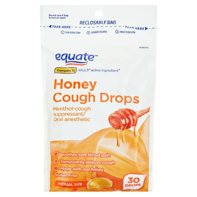 Equate Honey Cough Drops with Menthol, 30 Count