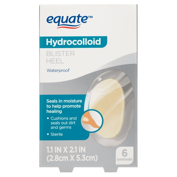 Equate Hydrocolloid Heel Blister Bandages, 6 Count