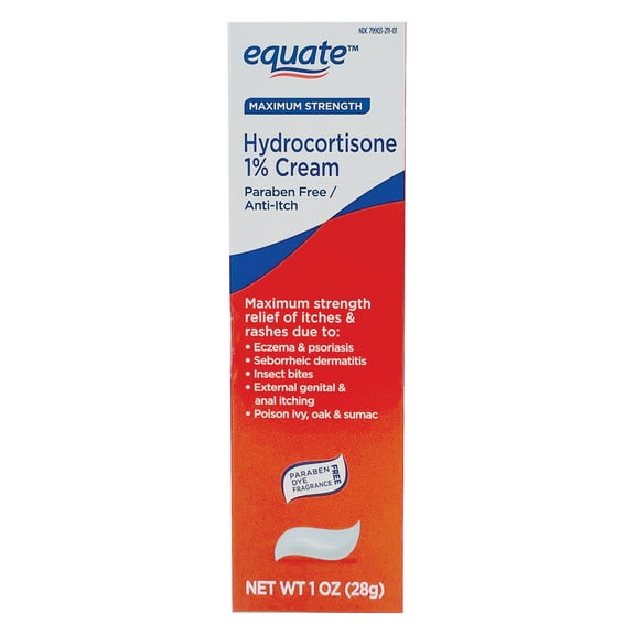 Equate Maximum Strength Anti Itch Hydrocortisone Cream, Paraben Free, 1 oz