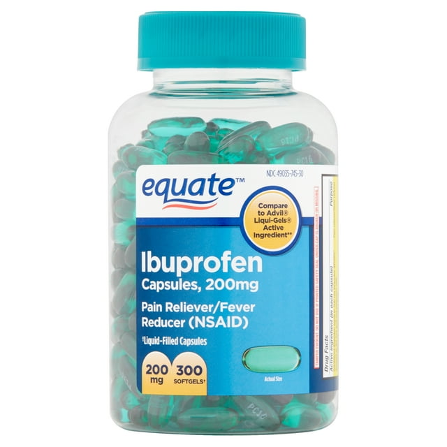 Equate Ibuprofen Capsules, 200 mg, 300 Count