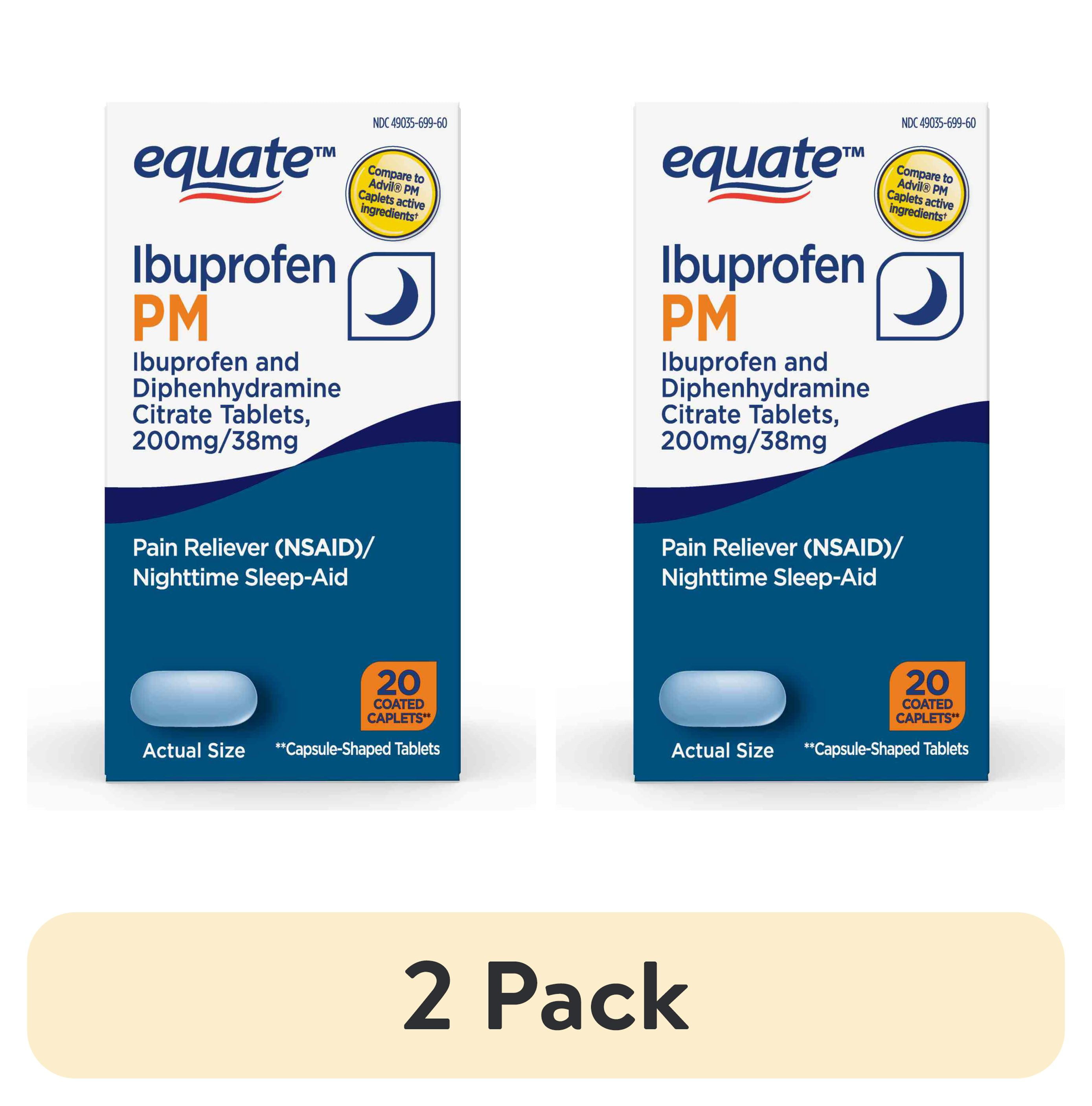(2 pack) Equate Ibuprofen PM, Ibuprofen and Diphenhydramine Citrate