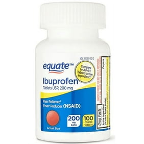 Equate Ibuprofen Tablets, 200 mg, Pain Reliever and Fever Reducer, 100 Count, Compare to Advil&reg; Tablets Active Ingredient