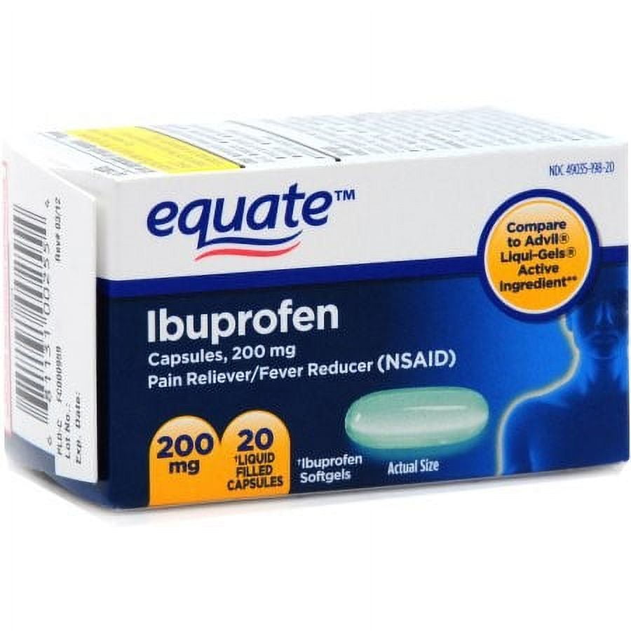 Equate Ibuprofen Softgels, 200 mg, 20 Count