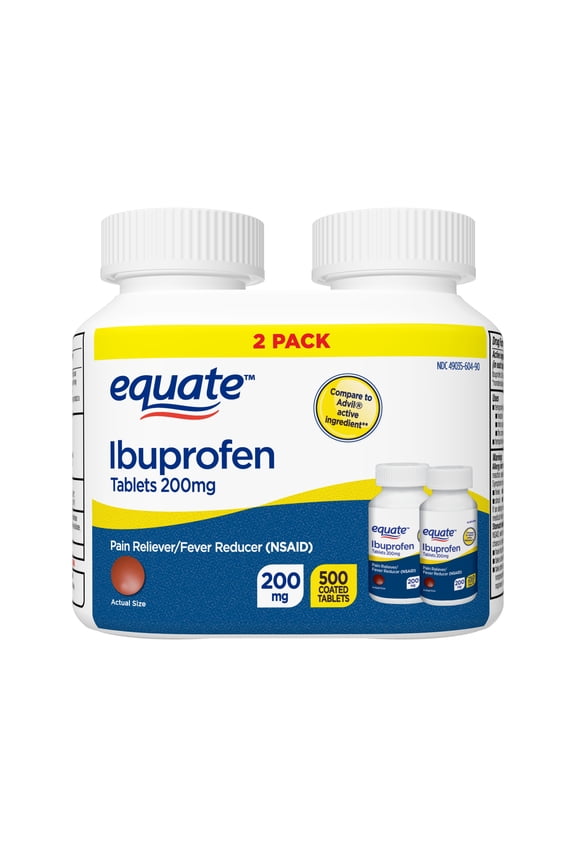 Gluten-Free ibuprofen Tablets for Body Aches & Pains Set with 2 - 250 Count Bottles, 200mg, 500 Count