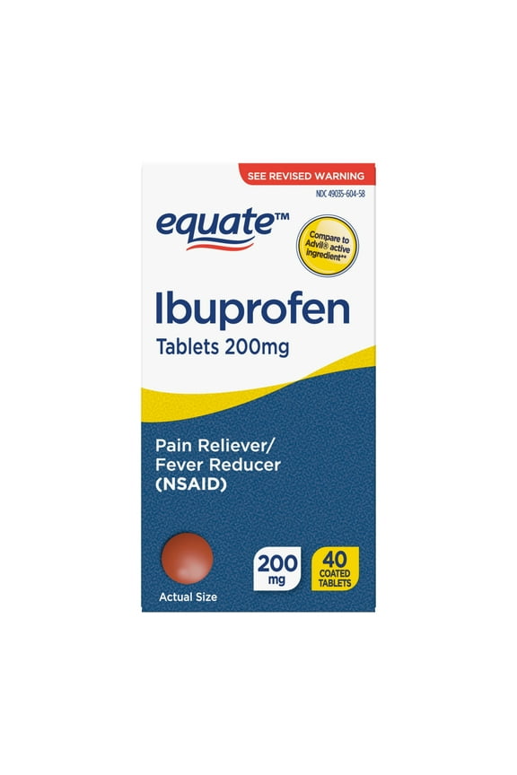 Ibuprofen Pain Reliever and Fever Reducer Tablets, 200 mg, 40 Count, Compare to Advil Tablets Active Ingredient