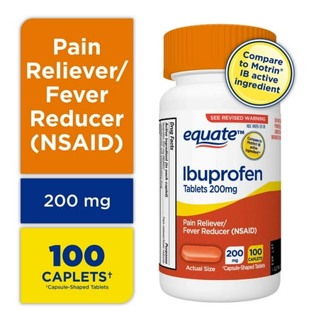 Equate Ibuprofen Pain Reliever and Fever Reducer Tablets, 200 mg, 100 Count