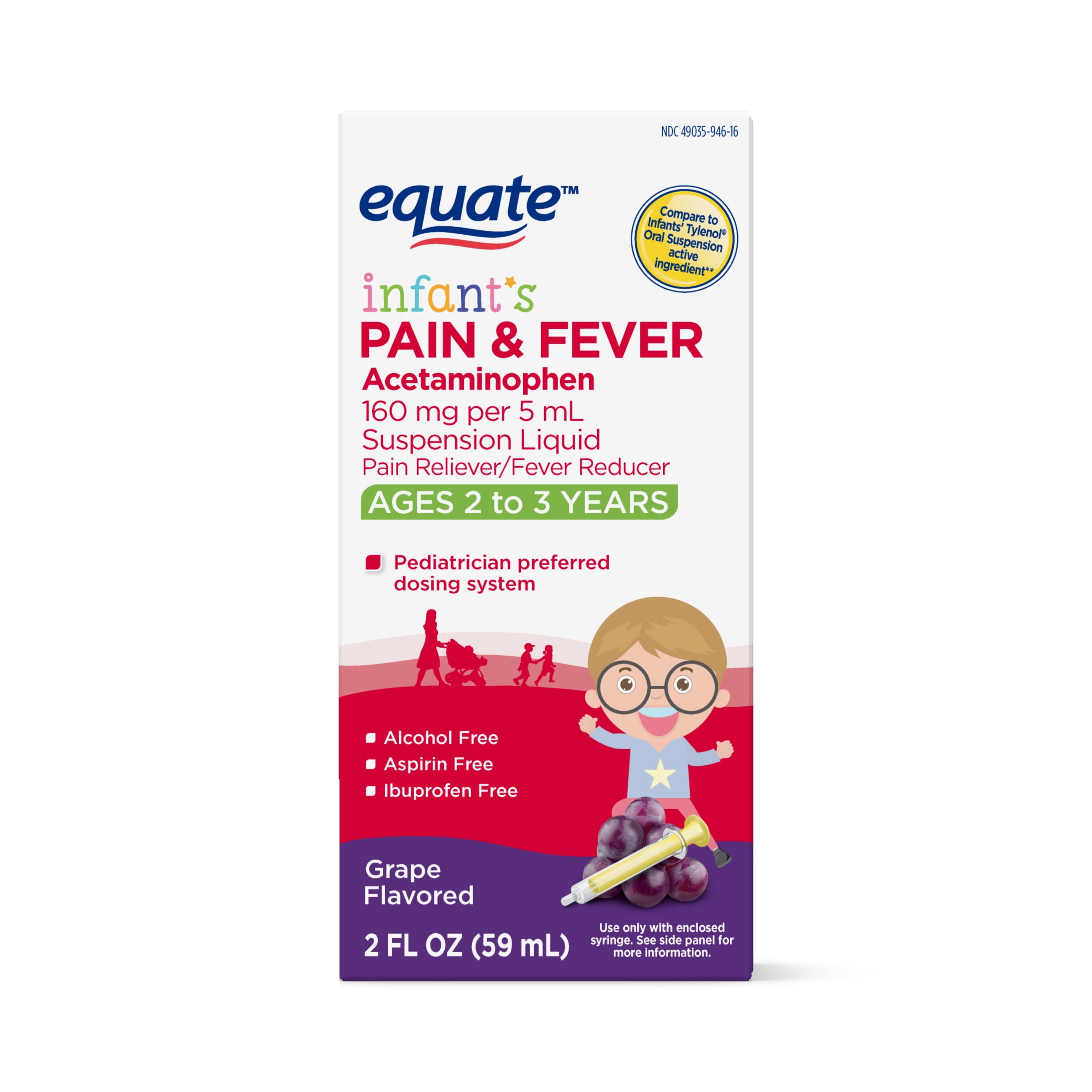WAL*MART/EQUATE Equate Infants' Pain and Fever, Grape Flavor, 2.0 Fluid Ounce