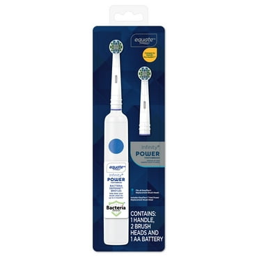 Equate Infinity Power Battery Power Oscillating Toothbrush with Antibacterial Bristles (1 Handle, 2 Brush Heads, 1 AA Battery), Compare to Oral-B® Pro-Health®
