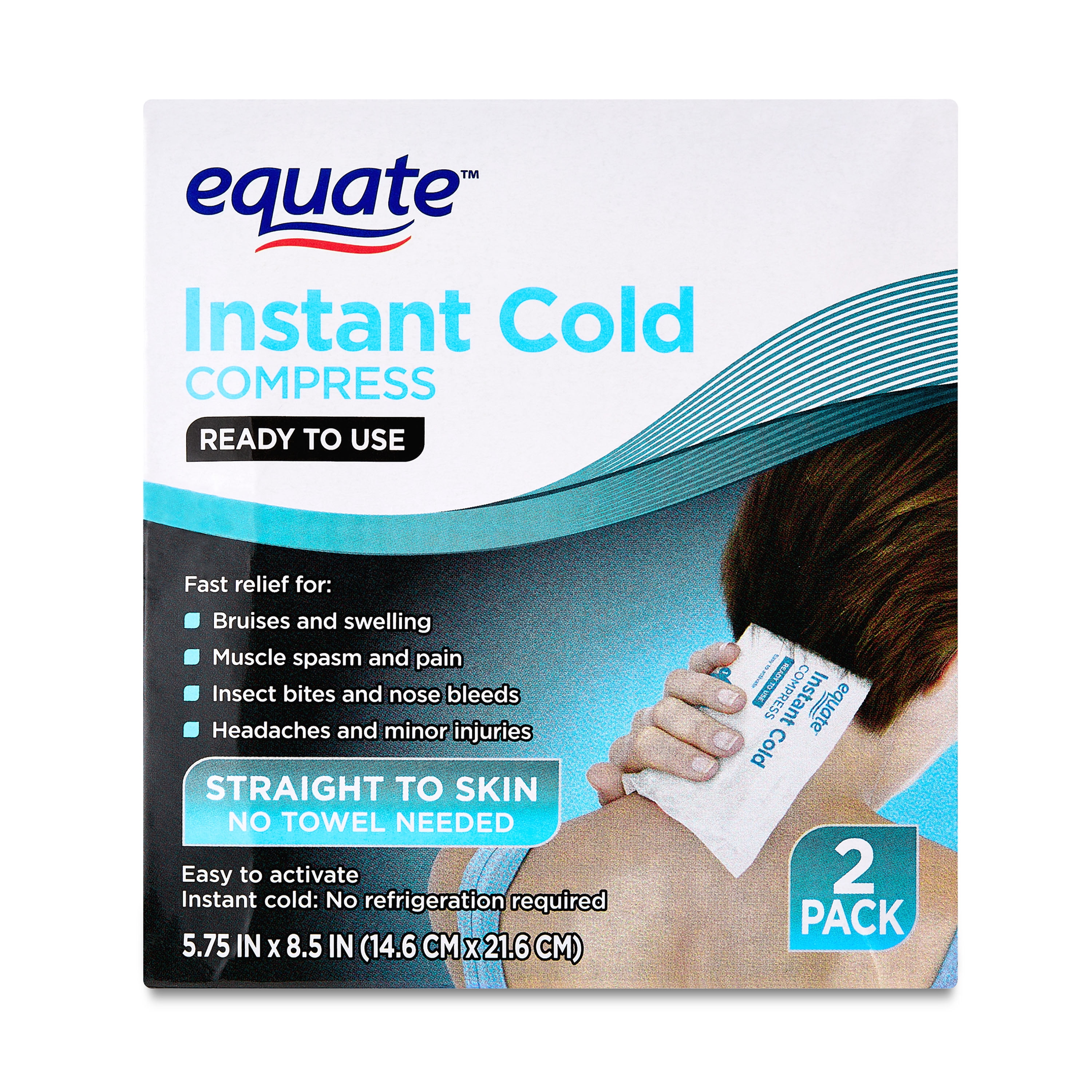 Equate Instant Cold Compress, Ready to Use, 2 Pack
