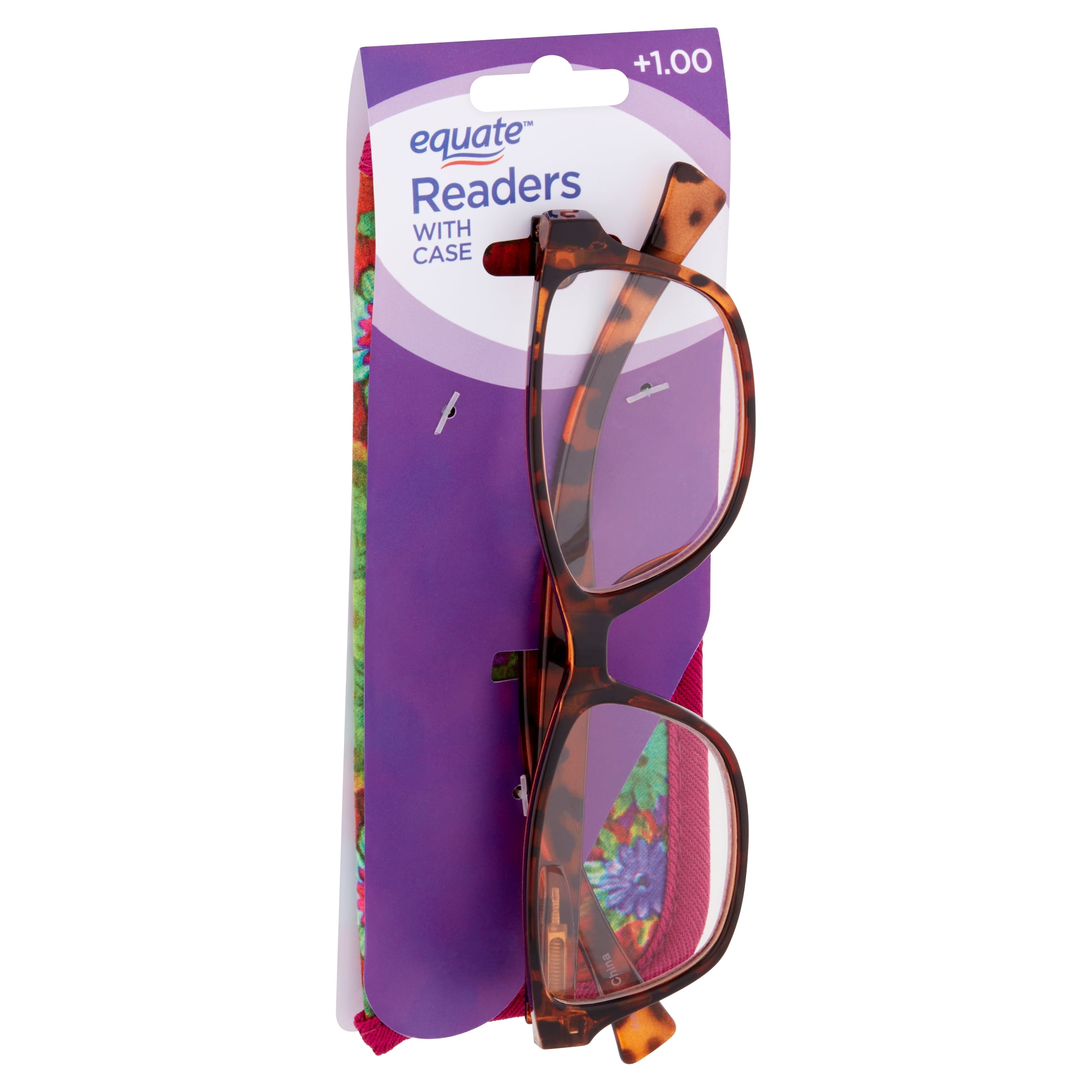 Equate Iris Reading Glasses, Red, +1.00, 1 Pack