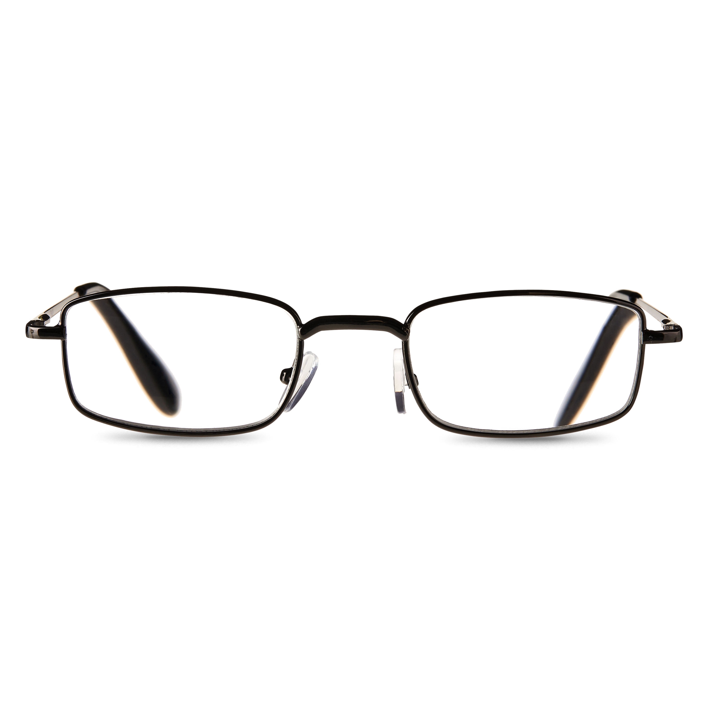 Equate Unisex Jordan Rectangular Reading Glasses with Case, Black/Gunmetal, +3.25, 2 Pack