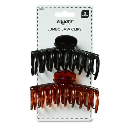 Equate Jumbo Jaw Clips for Long or Thick Hair, 2 Count