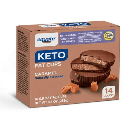 Equate Keto Fat Cups, Caramel, Keto Snack, 14 Ct