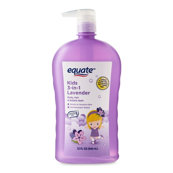 Equate Kids Lavender 3-in-1 Body, Hair & Bubble Bath, 32 fl oz