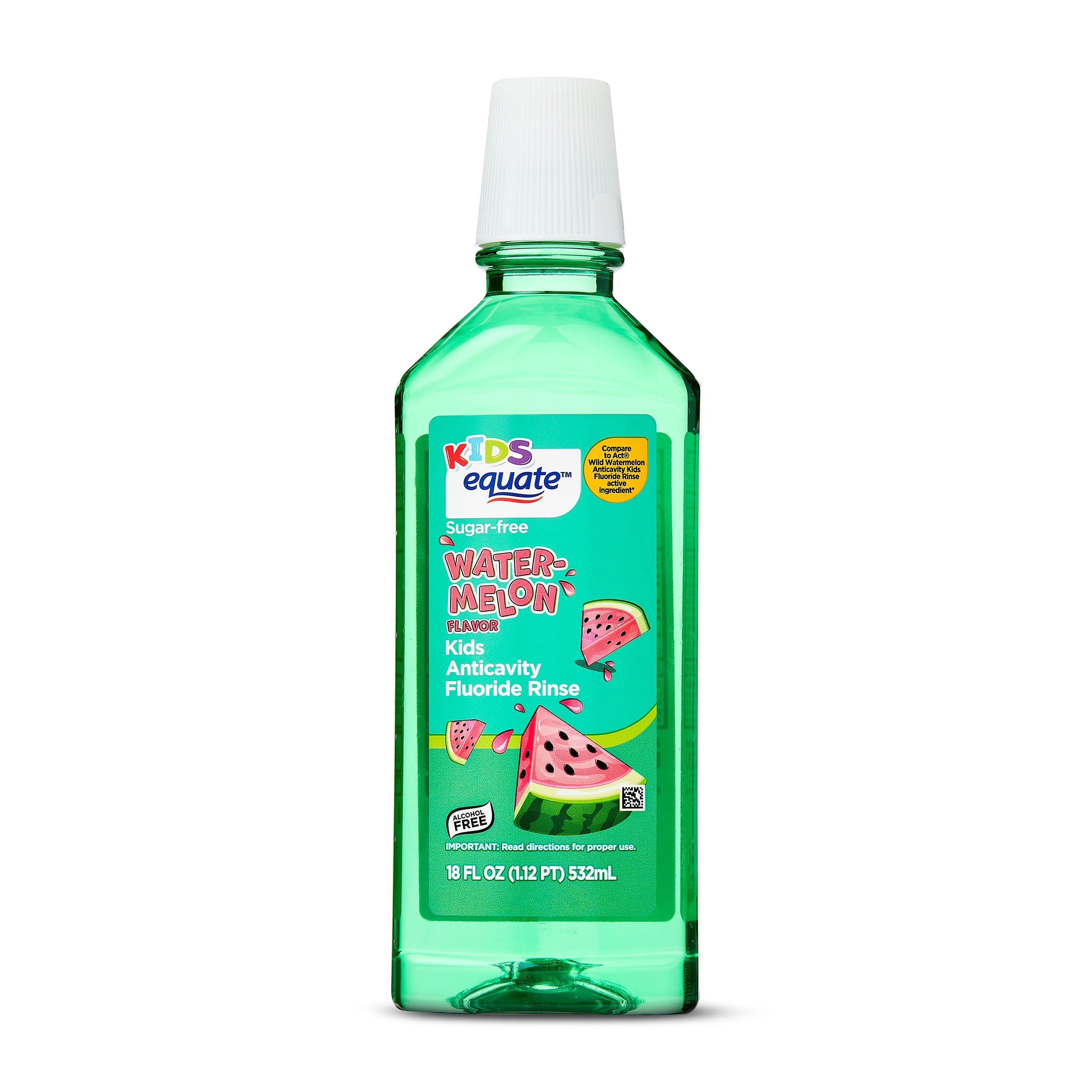Equate Kids Sugar-Free Anticavity Fluoride Rinse, Watermelon, 18 fl oz