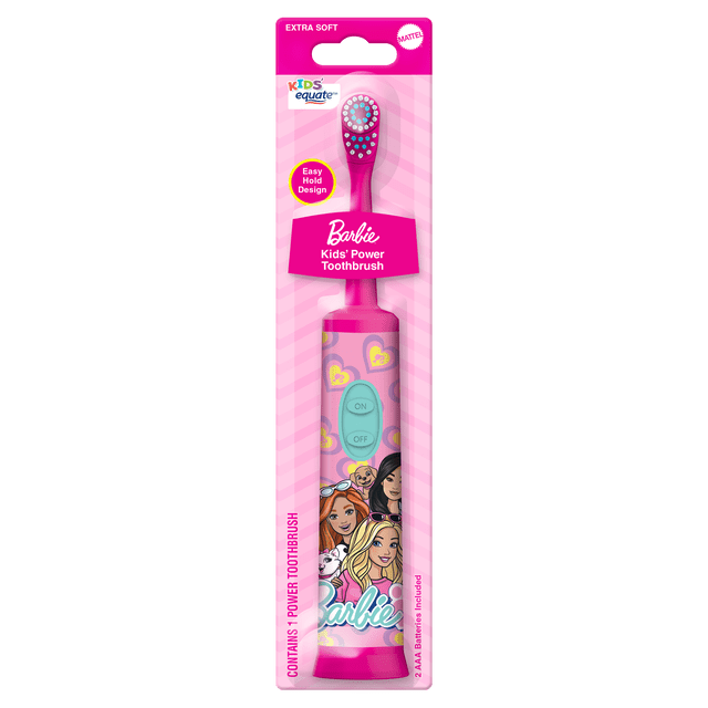 Equate Kids Barbie Oscillating Electric Toothbrush, Battery Powered, Extra-Soft Bristles (1 Brush, 2 AAA Batteries)