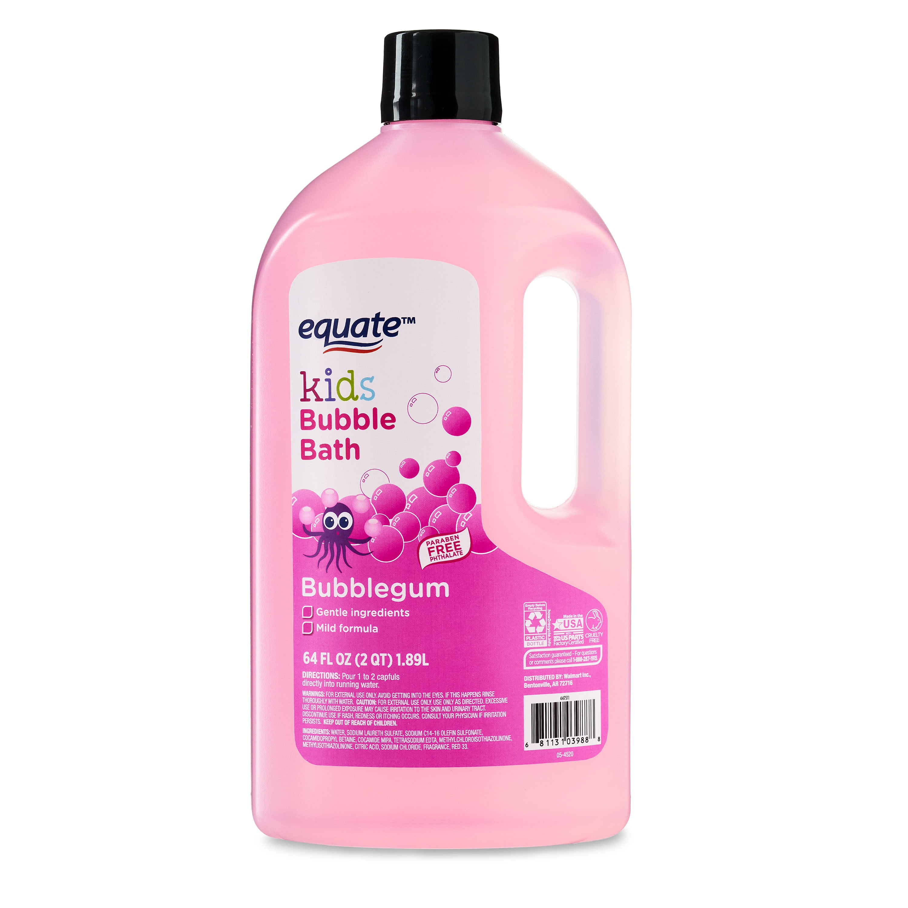 Equate Kids Bubblegum Scented Bubble Bath, Child, 64 fl oz