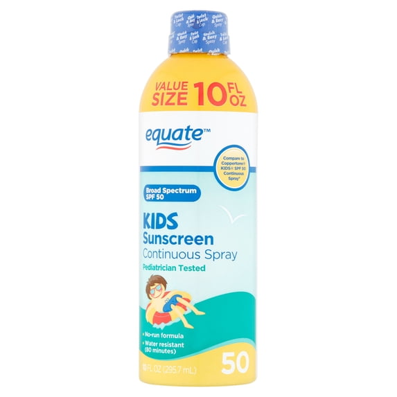 Equate Kids Continuous Spray Sunscreen, Broad Spectrum SPF 50, 10 fl oz