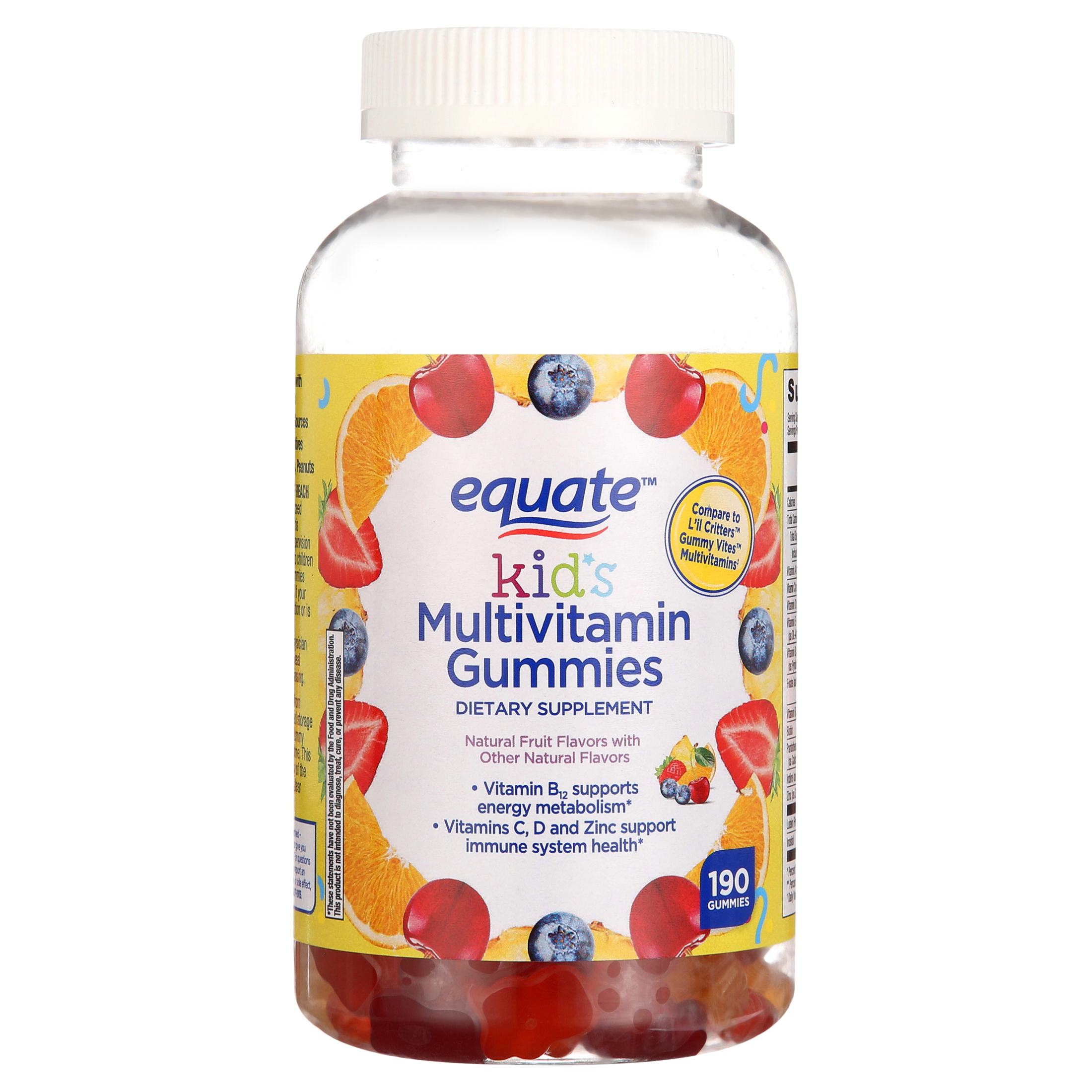 Equate Kids Multivitamin Gummies for General Health, Natural Fruit, 190 Count - image 1 of 6